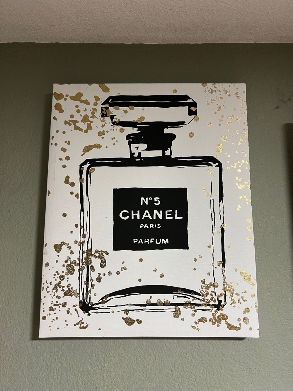 Chanel No 5 Gold & Black Perfume Bottle Canvas Art -$$$Firm price$$$